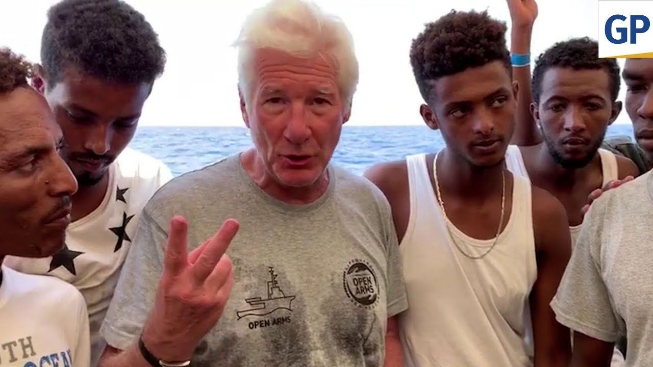 Richard Gere boards ship with African migrants headed to Europe