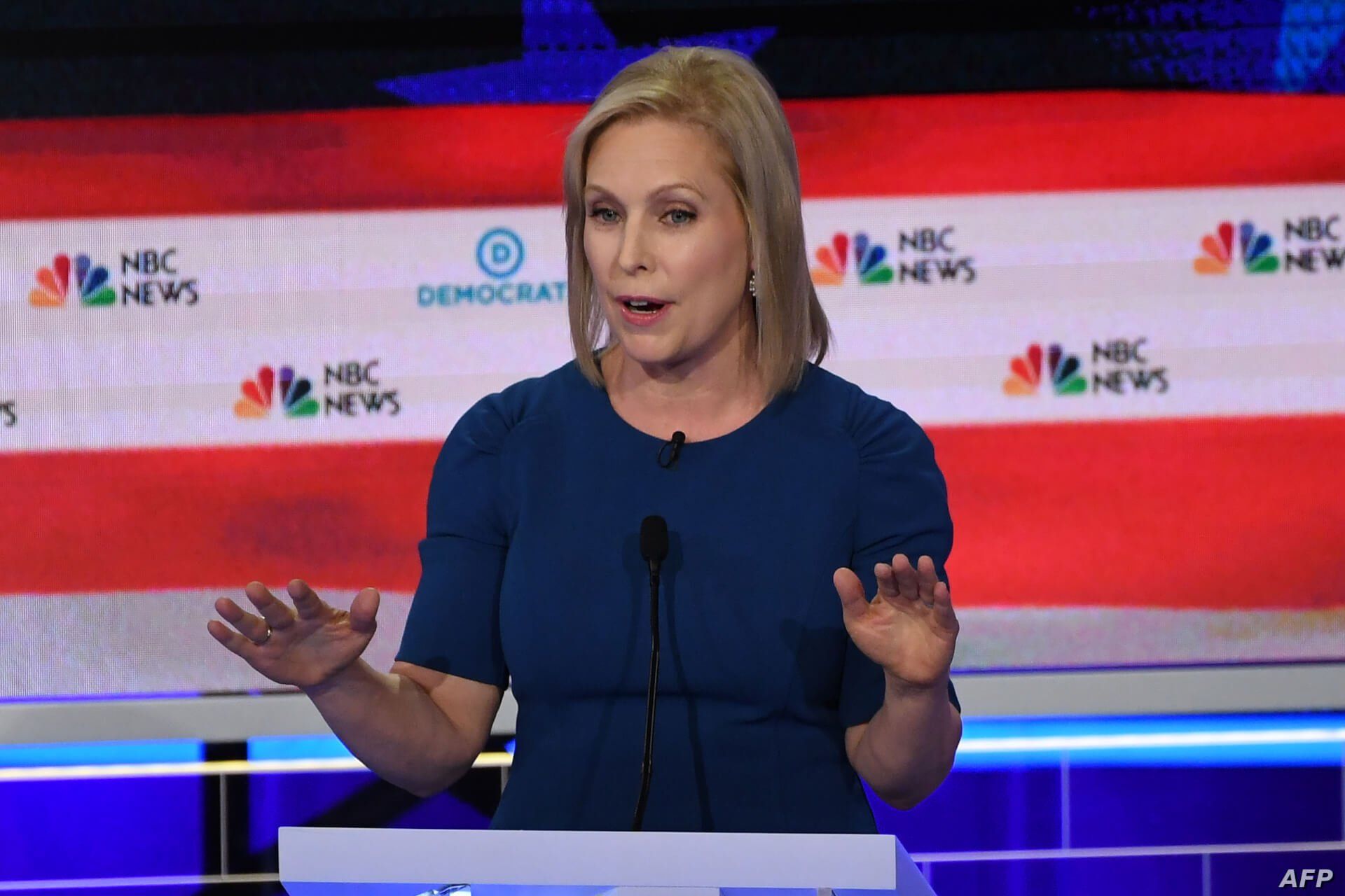Democratic presidential hopeful U.S. Senator for New York Kirsten Gillibrand speaks during the second Democratic primary debate of the 2020 presidential campaign at the Adrienne Arsht Center for the Performing Arts in Miami, June 27, 2019. 