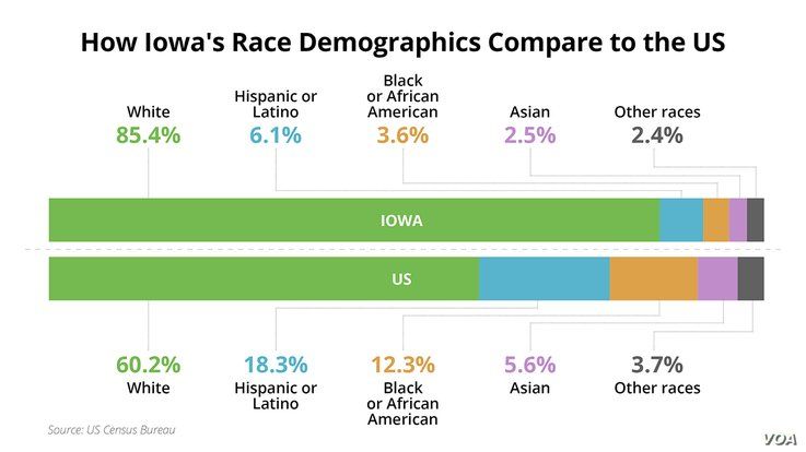 Iowa Caucus - Demographics - Race - Iowa vs US