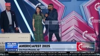 BRANDON TATUM PRESENTS THE KIRK FAMILY WITH A CHECK