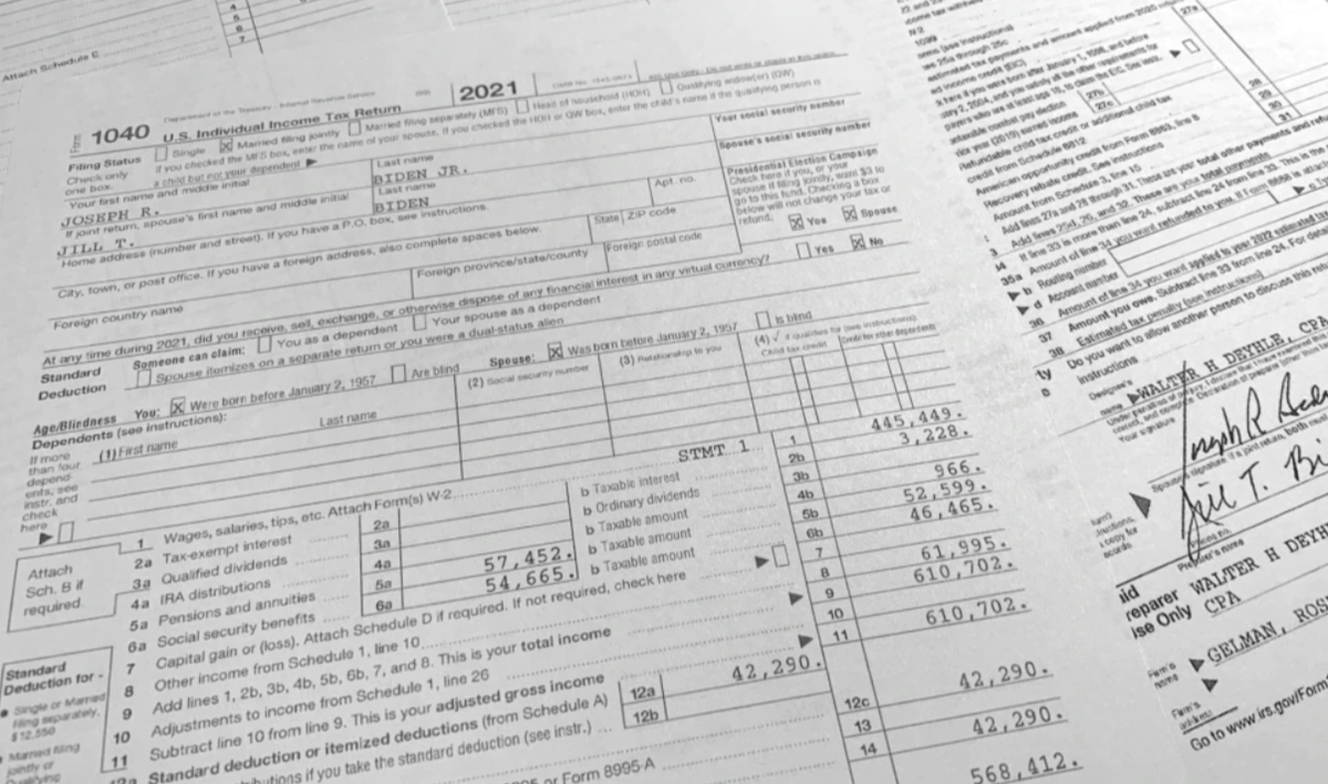 US President, Vice President Release 2021 Federal Tax Returns