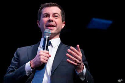 Democratic presidential candidate former South Bend, Ind., Mayor Pete Buttigieg speaks during the New Hampshire Youth Climate…