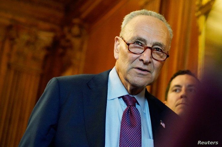 FILE PHOTO: U.S. Senate Majority Leader Chuck Schumer attends a news conference with mothers helped by Child Tax Credit…
