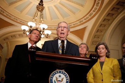 Senate Majority Leader Mitch McConnell (R-KY) delivers remarks during a weekly Senate Luncheon press conference at the U.S. Capitol in Washington, Sept. 24, 2019. 