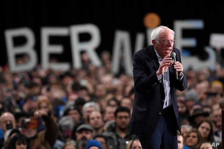 Democratic presidential candidate Sen. Bernie Sanders, I-Vt., speaks during a campaign event, Feb. 28, 2020