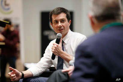 Democratic presidential candidate South Bend, Ind., Mayor Pete Buttigieg speaks during the Iowa Farmers Union Presidential Forum, Dec. 6, 2019, in Grinnell, Iowa.