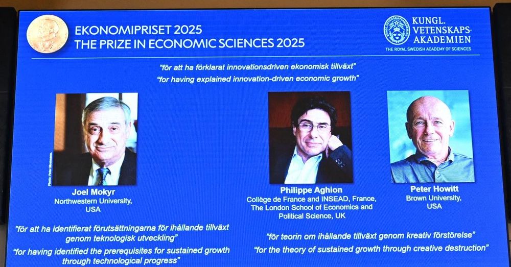 Trio wins Nobel Prize for economics for their independent but related work on 'creative destruction'