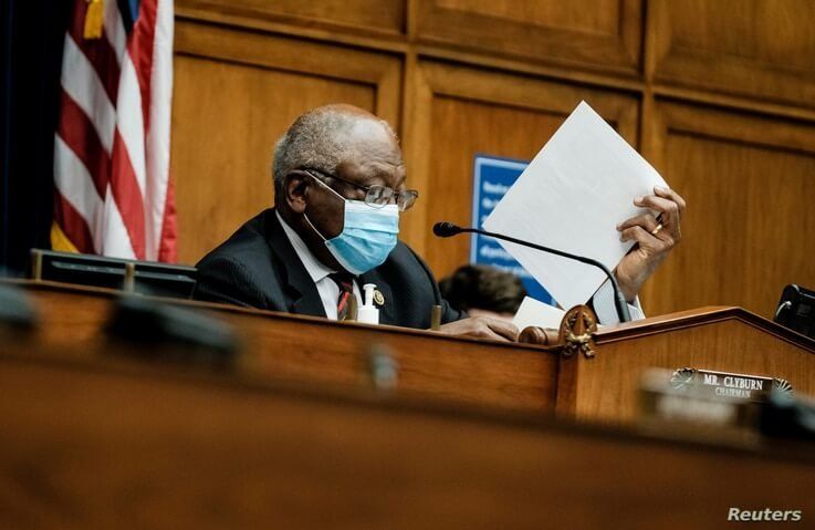Rep. James Clyburn (D-SC) listens to Health and Human Services Secretary Alex M. Azar at a hearing before the House Select…