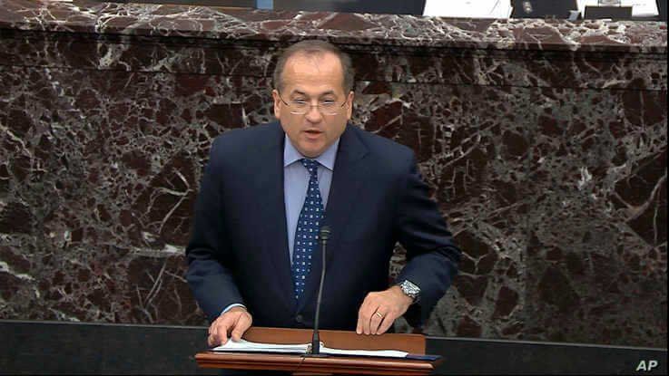 In this image from video, Robert Ray, an attorney for President Donald Trump, speaks during the Trump's impeachment trial in the Senate at the Capitol in Washington, Jan. 27, 2020.