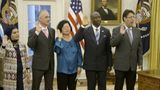 President Trump Participates in a Naturalization Ceremony in the Oval Office