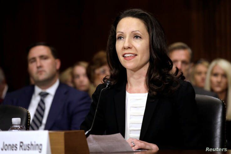 Allison Jones Rushing testifies before a Senate Judiciary confirmation hearing on her nomination to be a United States circuit…