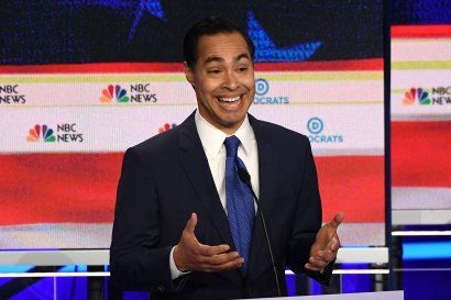 Democratic presidential hopeful former U.S. Secretary of Housing and Urban Development Julian Castro participates in the first Democratic primary debate of the 2020 presidential campaign at the Adrienne Arsht Center for the Performing Arts in Miami,  June 26, 2019. 