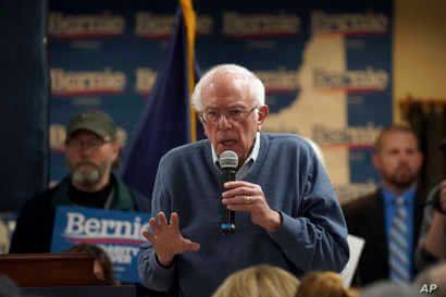 Democratic presidential candidate Sen. Bernie Sanders, I-Vt., speaks during a campaign stop, Sunday, Nov. 24, 2019, in…
