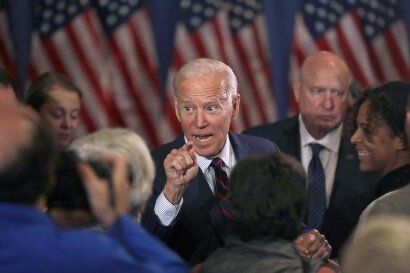 Democratic presidential candidate and former Vice President Joe Biden speaks to people at a campaign event, Wednesday, Oct. 9,…