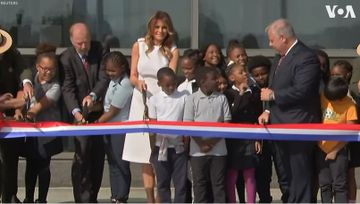 First Lady Melania Trump Cuts Ribbon at Washington Monument