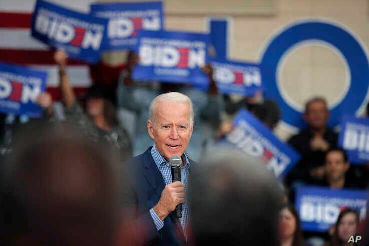Democratic presidential candidate former Vice President Joe Biden speaks at a campaign event in Conway, S.C., Thursday, Feb. 27…