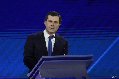 South Bend Mayor Pete Buttigieg responds to a question Thursday, Sept. 12, 2019, during a Democratic presidential primary debate hosted by ABC at Texas Southern University in Houston. (AP Photo/David J. Phillip)