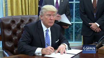 President Trump signs order withdrawing U.S. from TPP (C-SPAN)