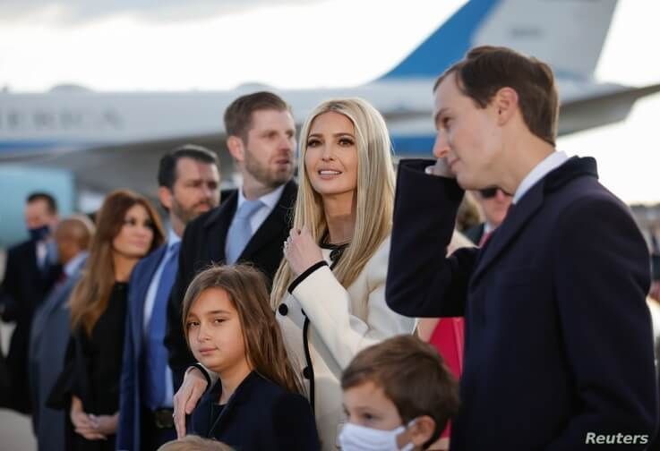 Ivanka Trump attends the departure ceremony of U.S. President Donald Trump at the Joint Base Andrews, Maryland.