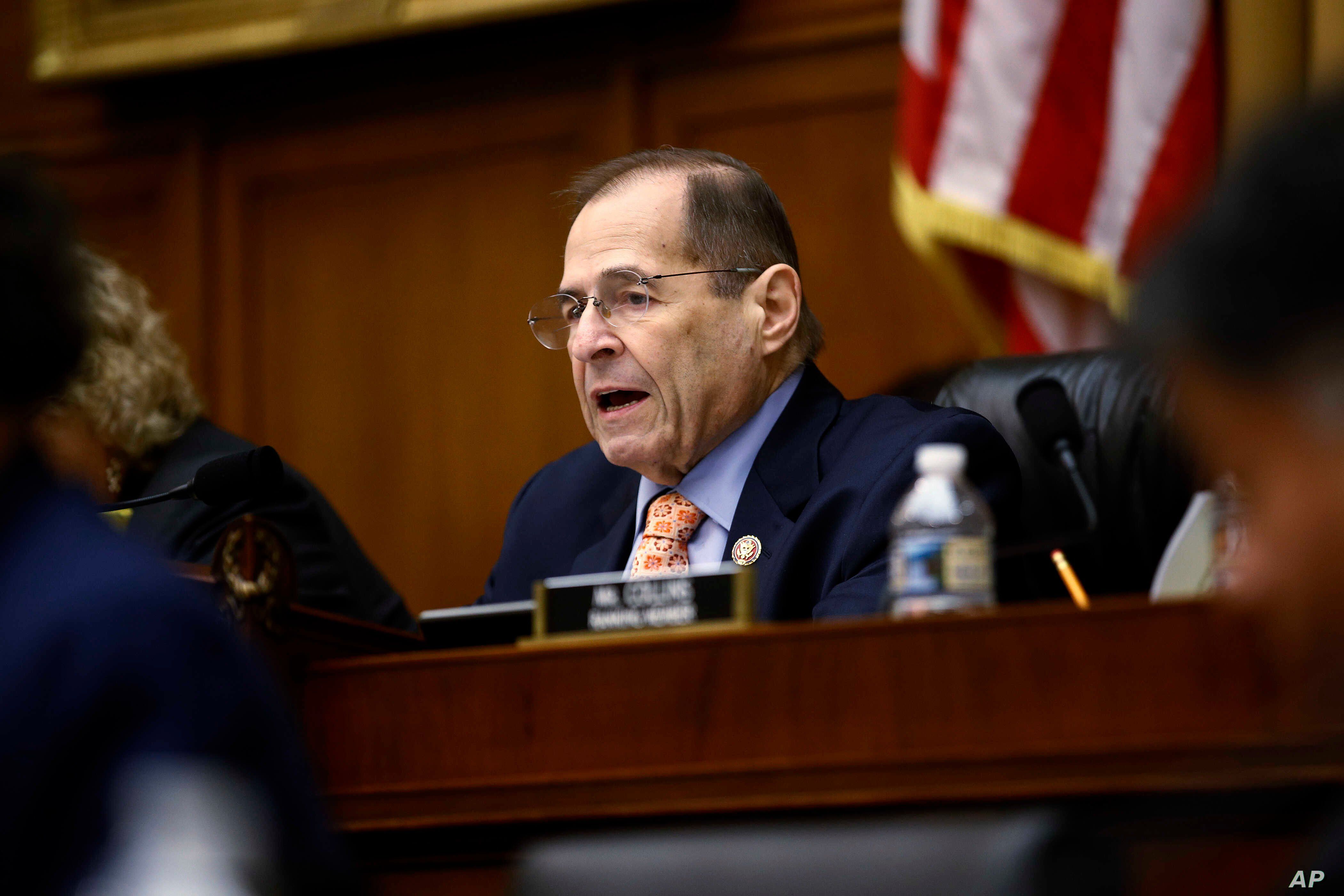 House Judiciary Committee Chairman Jerrold Nadler, D-N.Y., speaks during a hearing without former White House Counsel Don McGahn, who was a key figure in special counsel Robert Mueller's investigation, on Capitol Hill in Washington, May 21, 2019. 