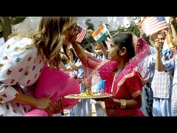 First Lady Melania Trump Visits the Sarvodaya School in New Delhi, India