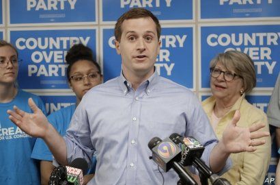 Ninth Congressional district Democratic candidate speaks during a news conference in Charlotte, N.C., Wednesday, May 15, 2019. McCready faces Republican Dan Bishop, as well as Libertarian and Green candidates, on Sept. 10. (AP Photo/Chuck Burton)