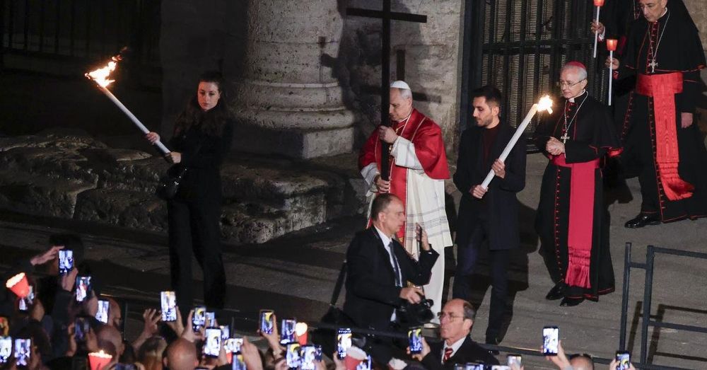 Pope Leo the first pontiff in decades to carry the cross for full Good Friday procession