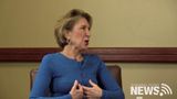 Carly Fiorina speaks with Charlie Kirk backstage at #YWLS2017