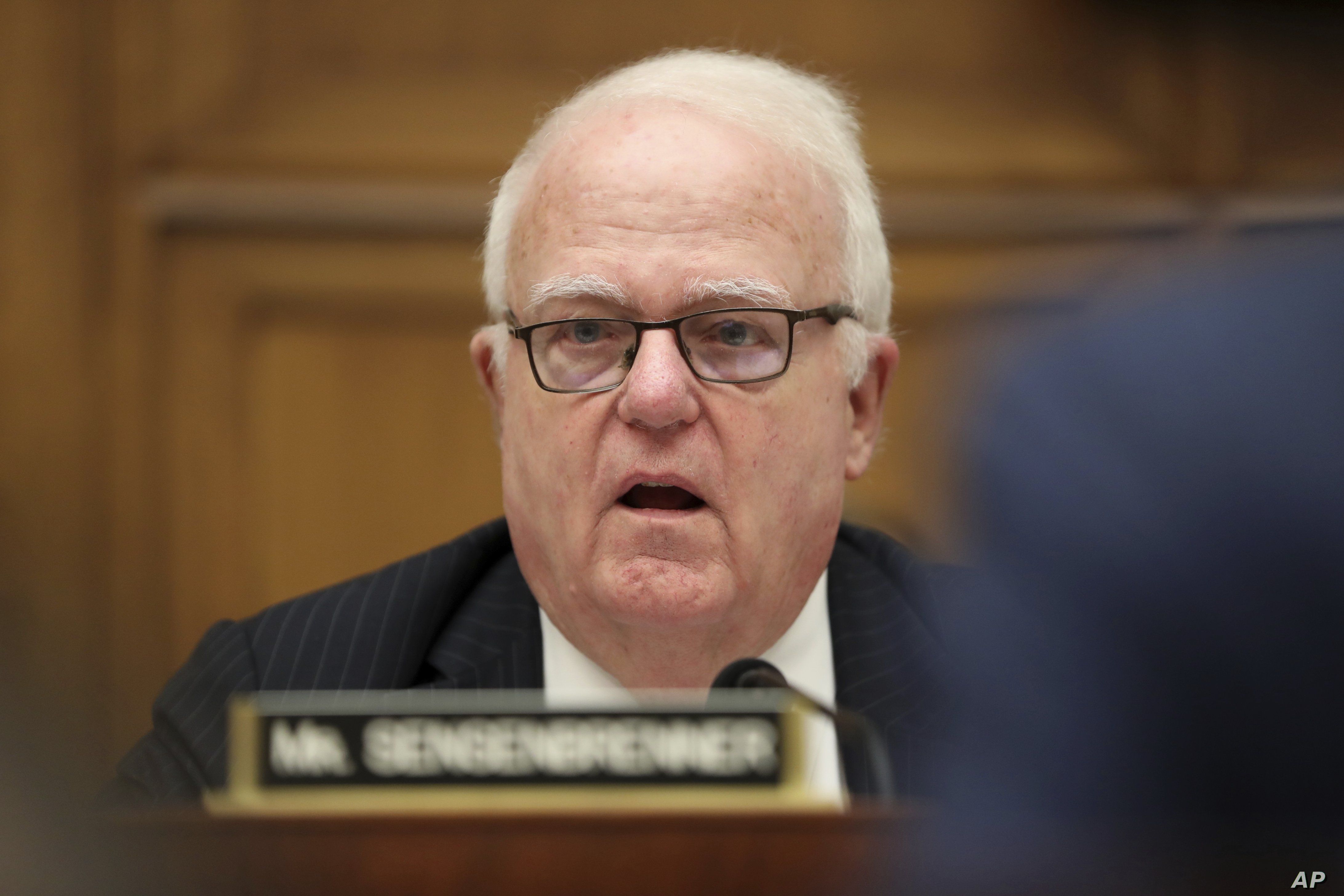 Rep. Jim Sensenbrenner, R-Wisc., asks questions to former special counsel Robert Mueller, has he testifies before the House Judiciary Committee hearing on his report on Russian election interference, on Capitol Hill, in Washington, Wednesday, July…