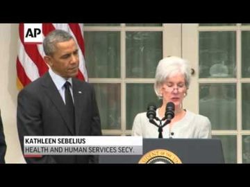 President Obama praises outgoing HHS Secretary Kathleen Sebelius