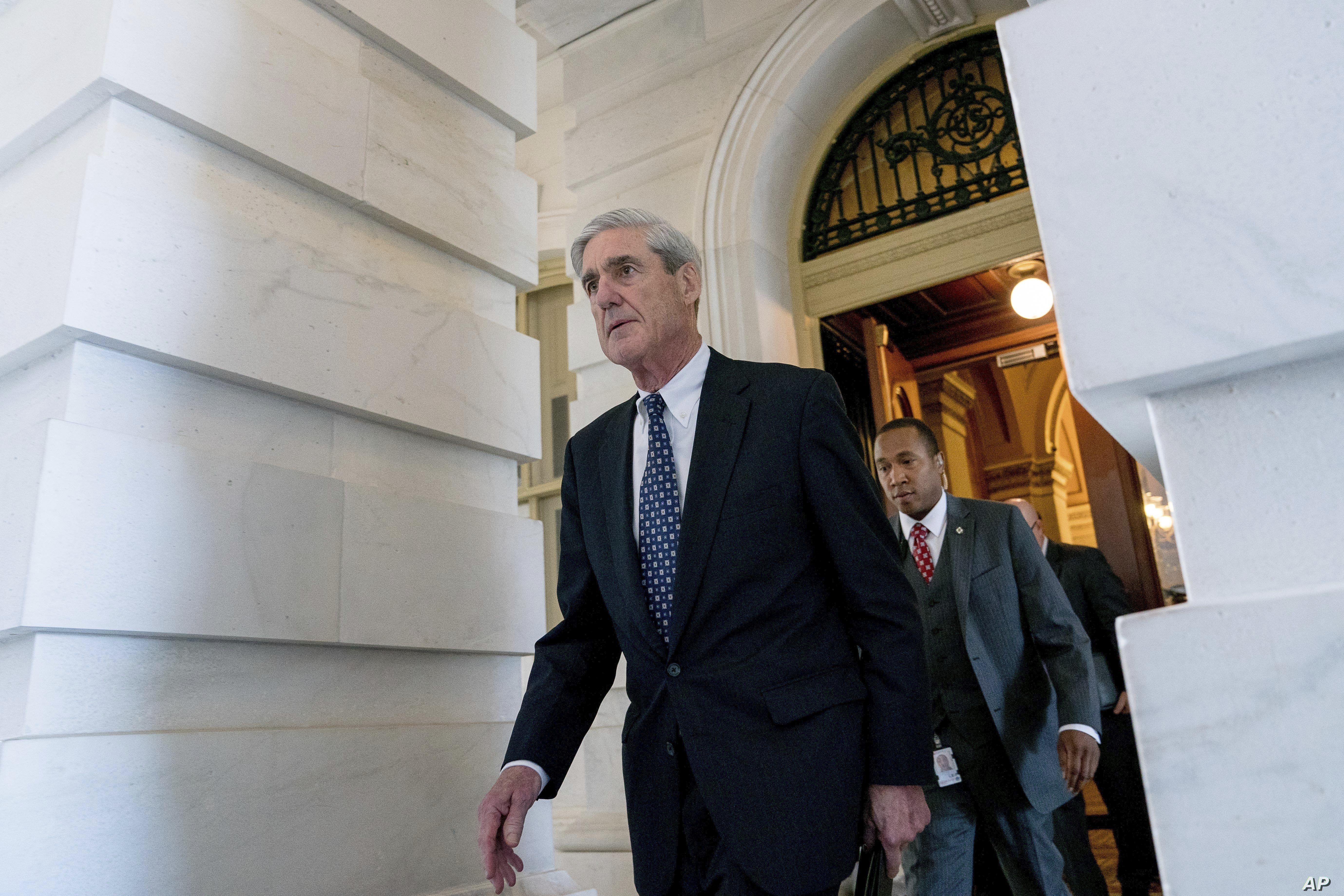 Robert Mueller, then-special counsel probing Russian interference in the 2016 election, departs Capitol Hill following a meeting with lawmakers, in Washington, June 21, 2017.