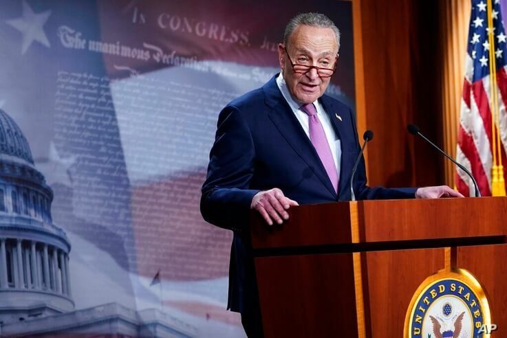 Senate Minority Leader Sen. Chuck Schumer of N.Y., speaks on Capitol Hill in Washington, Tuesday, Dec. 1, 2020. (AP Photo/Susan…