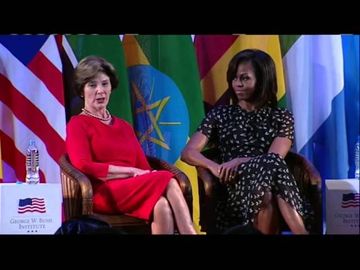 Mrs. Obama and Mrs. Bush on being first lady