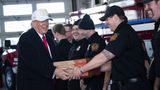 Trump delivers pizzas to fire department in Iowa where temperature are minus-10 on caucus day