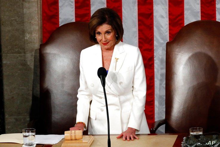 House Speaker Nancy Pelosi of Calif., waits before President Donald Trump arrives to deliver his State of the Union address to…