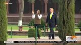 US President Trump and First Lady Melania stroll the grounds of Taj Mahal