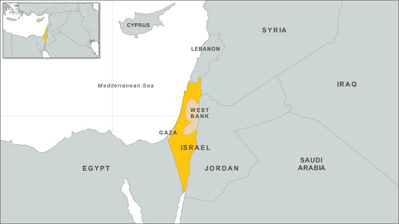 Israel, West Bank, Gaza map