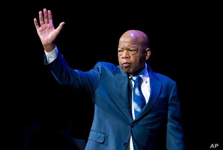 FILE - This Jan. 3, 2019 file photo shows Rep. John Lewis, D-Ga., during a swearing-in ceremony of Congressional Black Caucus members of the 116th Congress in Washington.
