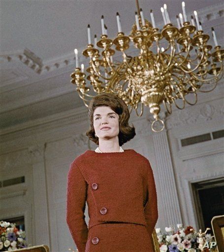 Jacqueline Kennedy poses during a tour of the White House East Room in Washington in 1962. 