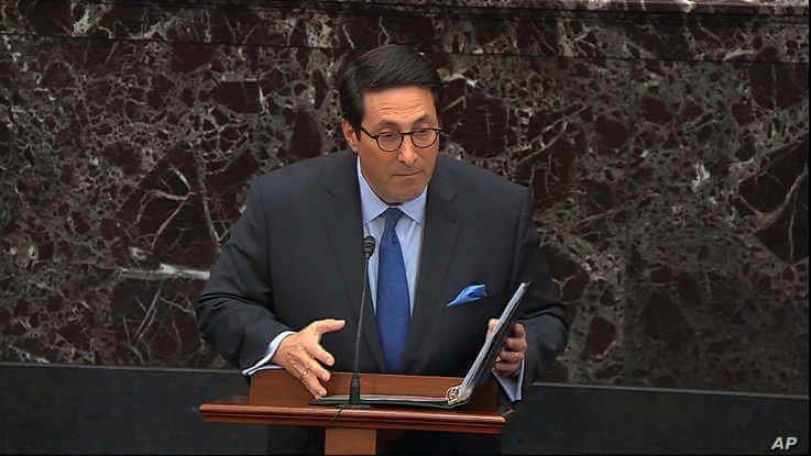 In this image from video, personal attorney to President Donald Trump, Jay Sekulow, speaks during the impeachment trial against…