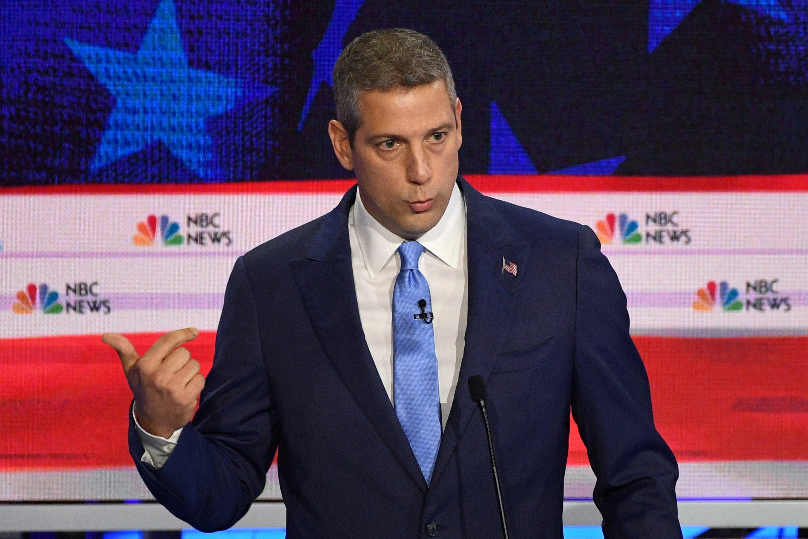 Democratic presidential hopeful U.S. Representative from Ohio Tim Ryan speaks during the first Democratic primary debate of the 2020 presidential campaign  at the Adrienne Arsht Center for the Performing Arts in Miami, June 26, 2019. 