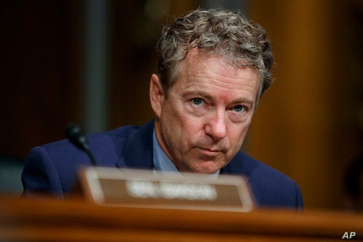 FILE - Republican Sen. Rand Paul pauses during a Senate committee hearing on Capitol Hill in Washington, March 5, 2019.