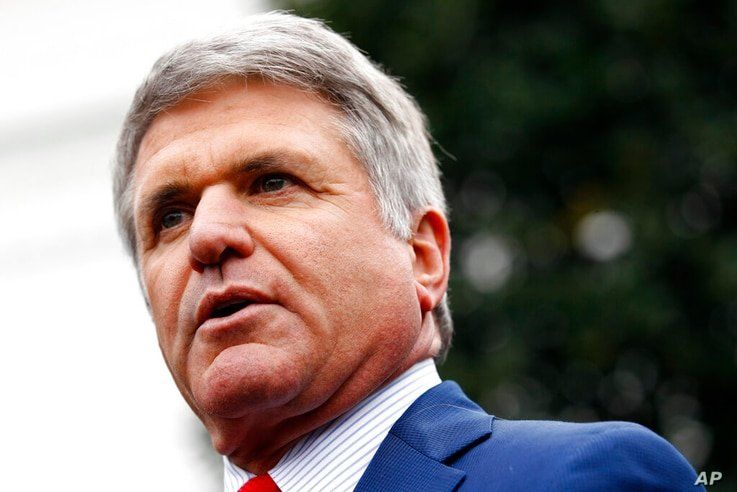 Rep. Mike McCaul, R-Texas, speaks with members of the media outside of the West Wing of the White House after a meeting with…