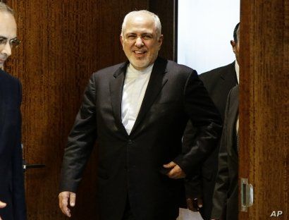 Iranian Foreign Minister Mohammad Javad Zarif arrives for a meeting with U.N. Secretary General Antonio Guterres at United Nations headquarters Thursday, July 18, 2019. (AP Photo/Frank Franklin II)