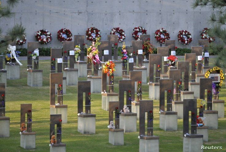 The Field of Empty Chairs is seen during the 20th Remembrance Ceremony, the anniversary ceremony for victims of the 1995 Oklahoma City bombing, at the Oklahoma City National Memorial and Museum in Oklahoma City, Oklahoma April 19, 2015. REUTERS/Nick 