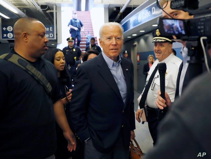 FILE - - In this April 25, 2019, file photo, former Vice President and Democratic presidential candidate Joe Biden arrives at…