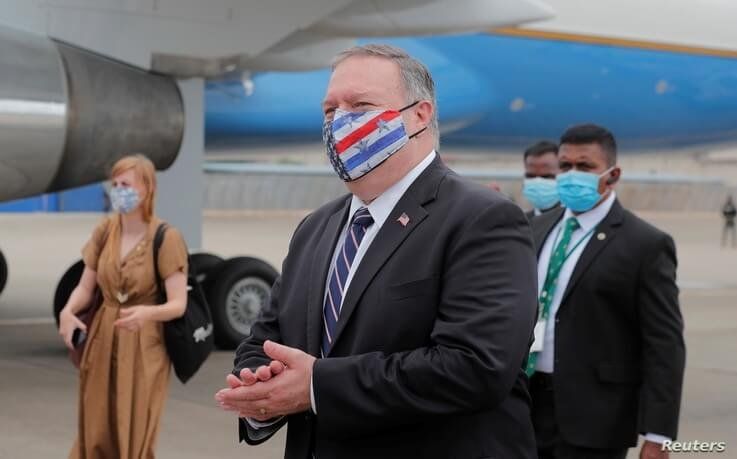 U.S. Secretary of State Mike Pompeo walks to board an aircraft to leave for Maldives, in Colombo, Sri Lanka October 28, 2020…