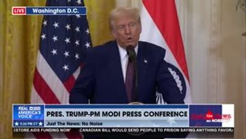 PRESIDENT TRUMP LAUGHS AND ANSWERS QUESTION FOR PM MODI