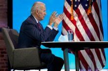 President-elect Joe Biden participates in a virtual meeting with the National Association of Counties Board of Directors about…