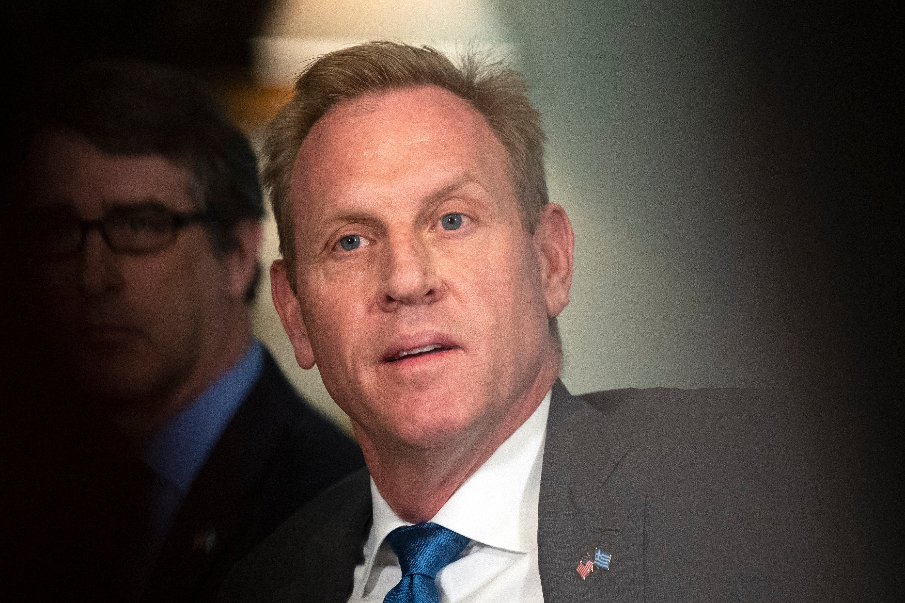 Acting Secretary of Defense Patrick Shanahan responds to reporters' questions regarding an incident in the East China Sea where an American guided-missile cruiser and a Russian destroyer came within 165 feet (50 meters) of each other, during a…